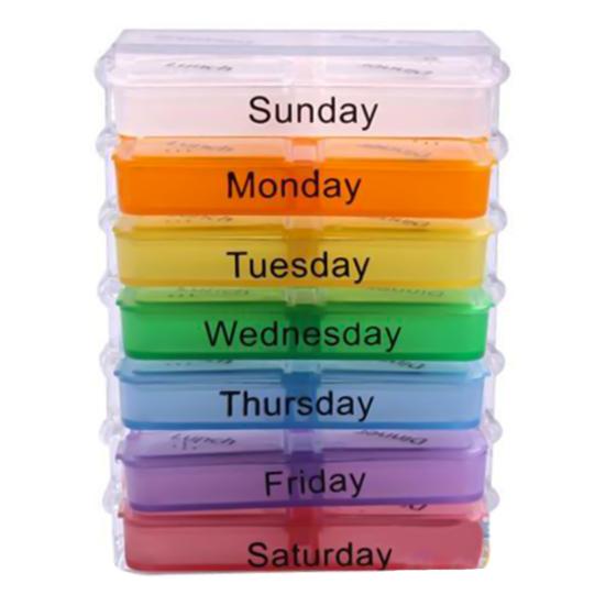 28 Grids Pill Container 7-Day Colorful Durable Detachable Pill Container