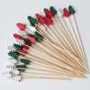 100Pcs/pack Christmas Fruit Skewers Disposable Bamboo Sticks for Fruit Dessert Cake Christmas Tree Bamboo Skewers Xmas Ornaments