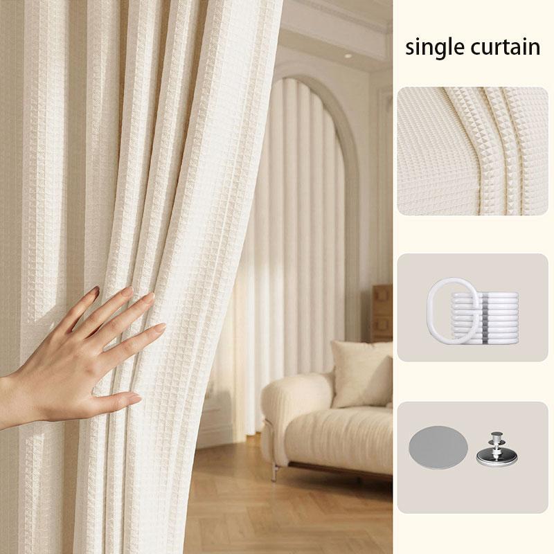 Waffle Weave Shower Curtain Waterproof Mildew Resistant Hotel Bathroom Drape No Drilling Required