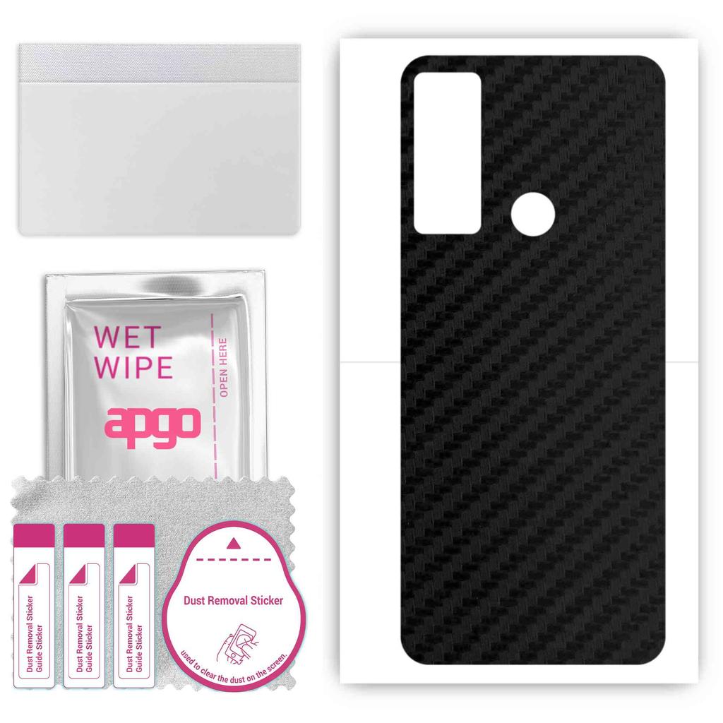 apgo Protective Skin Sticker for the Back Compatible with TCL 20 A 5G, Wrap Film, Foil, Vinyl - Pattern Carbon Black