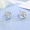 Sweet Shiny White CZ Heart Pierced Earrings for Girls  Sterling Silver Cute Pet Paw Prints Jewelry Daily Party Jewelry