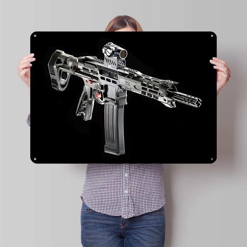 MILITARY TACTICAL GUN D Texture Printed Poster Custom Vintage Metal Tin Plate Sign for Wall Art Wand Deko Desk Decor Room House