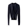Womens V-Neck Cross-Over Knit Sweater Long Sleeve Base Layer Soft Acrylic Blend Casual Top