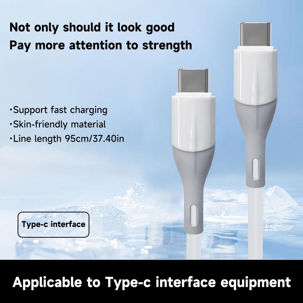 Неломающийся силиконовый USB Type C кабель для передачи данных на высокой скорости, совместимый с Xiaomi Redmi и другими смартфонами, зарядный кабель