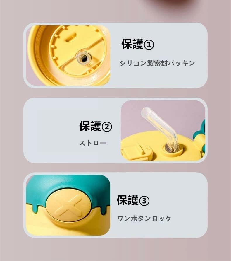 AiUToGo Water Bottle with Insulated for Boys and Suitable for Elementary School Direct Dinosaur Children's Straw, 3-Way Design, 550ml, Thermos, Girls,