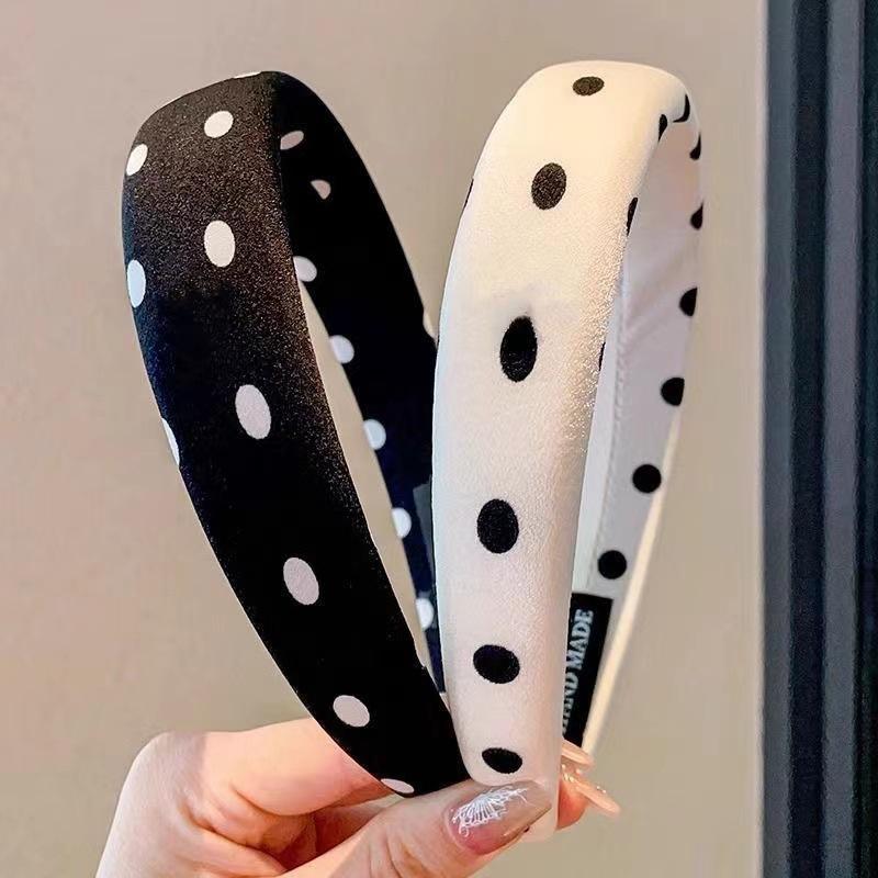 Женская повязка на голову с принтом в горошек 3 см, губчатая подкладка, аксессуары для волос для ежедневных покупок для девочек