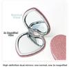 with Magnifying Heart Shaped Compact Mirror Portable Vanity Mirrors Fashion Pink Mirror  for Girls