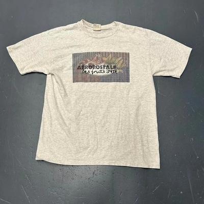 Винтажная футболка Aeropostale 90-х с принтом большого фрукта, одинарный шов