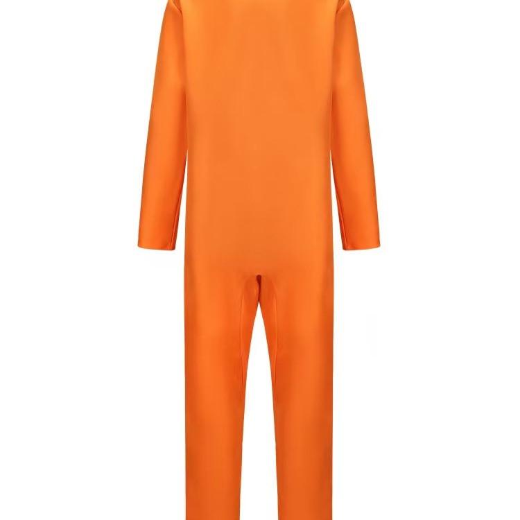 Halloween Prisoner Cosplay Jumpsuit with Manacle Halloween Unisex Children Adult Role Play Outfit Long Sleeves Lapel Zipper Festivals Parties Shows