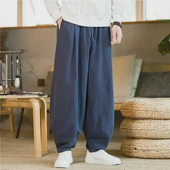 Мужские брюки для тайцзи в китайском стиле — широкие брюки из хлопка/льна для занятий боевыми искусствами, для тренировок осенью/зимой