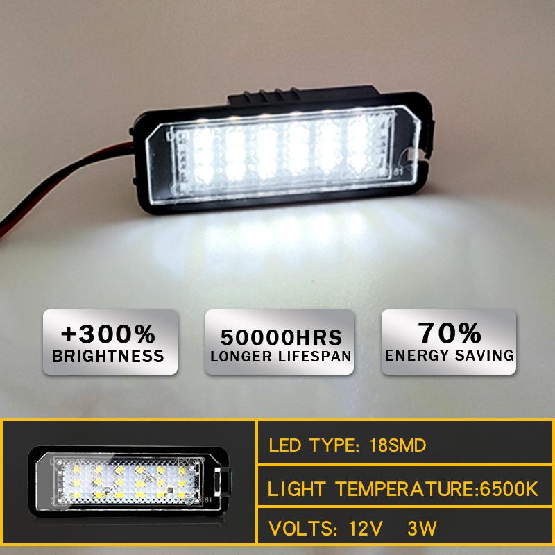 For VW GTi Golf 4 5 6 7 MK4 MK5 MK6 MK7 Passat B7 CC EOS Scirocco Beetle 2PCS LED Number License Plate Lights With Canbus