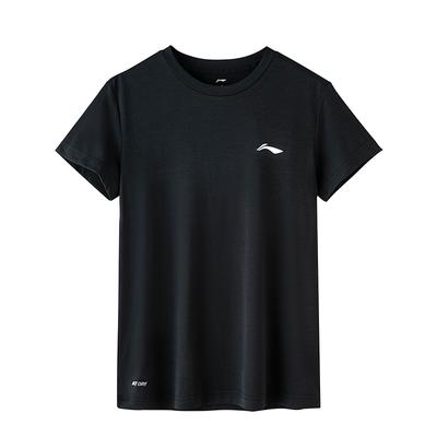 Футболка Li Ning Training Series с однотонным логотипом, легкая, быстросохнущая, с круглым вырезом, спортивная, с коротким рукавом, мужская, черная, ATST643-1