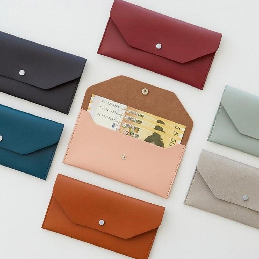 Ultra-thin Cash Envelope Wallet Wear-resistant PU Leather Money Binder Organizer Waterproof Money Pouch Holder Male Female