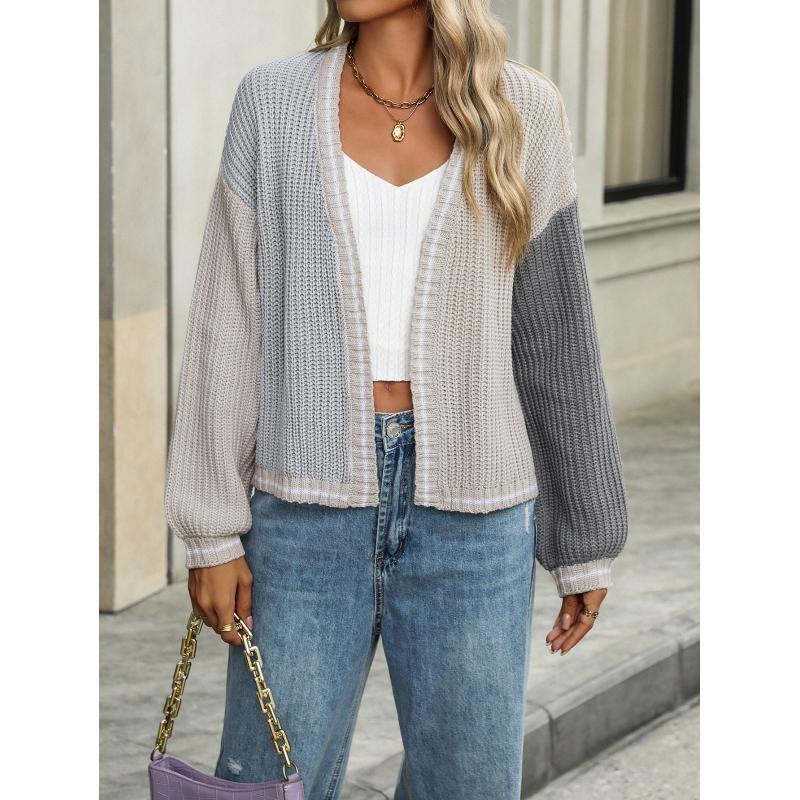 Autumn And Winter Temperament Commuter Loose Splicing Women's Knitted Cardigan Jacket Sweater