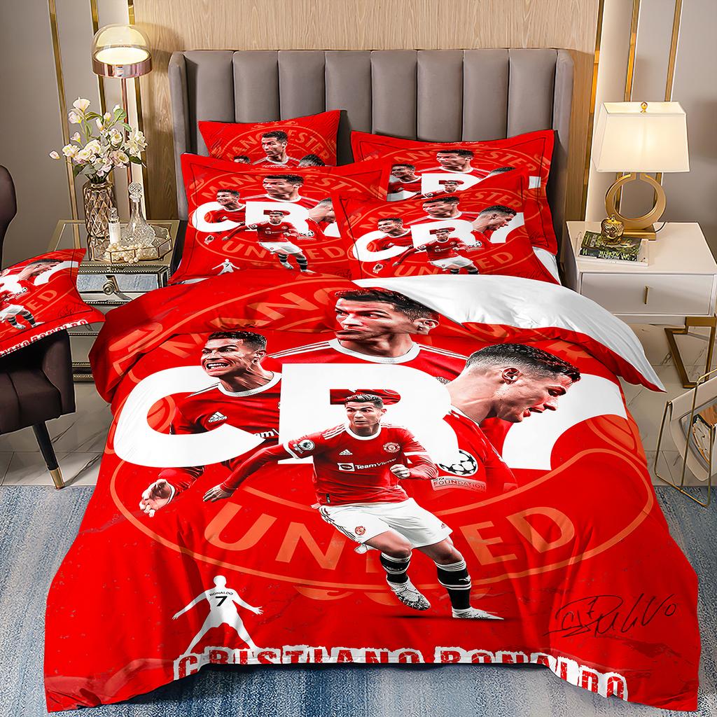 Duvet Cover Luxurious Football Star Cri-stiano Ronaldo Printing Bedding Set Duvet Cover Bed Youth Kids Girl Boys Birthday Gift