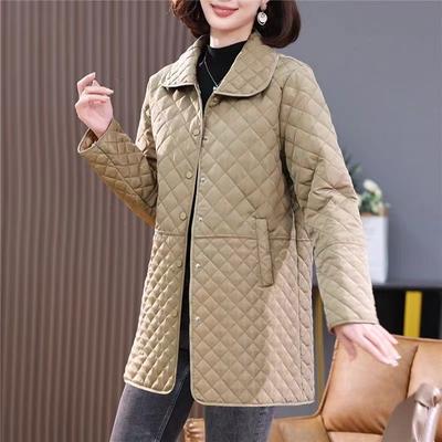 Женская зимняя длинная теплая куртка в клетку Diamond Check, утолщенная теплая куртка, длинная куртка с воротником-стойкой