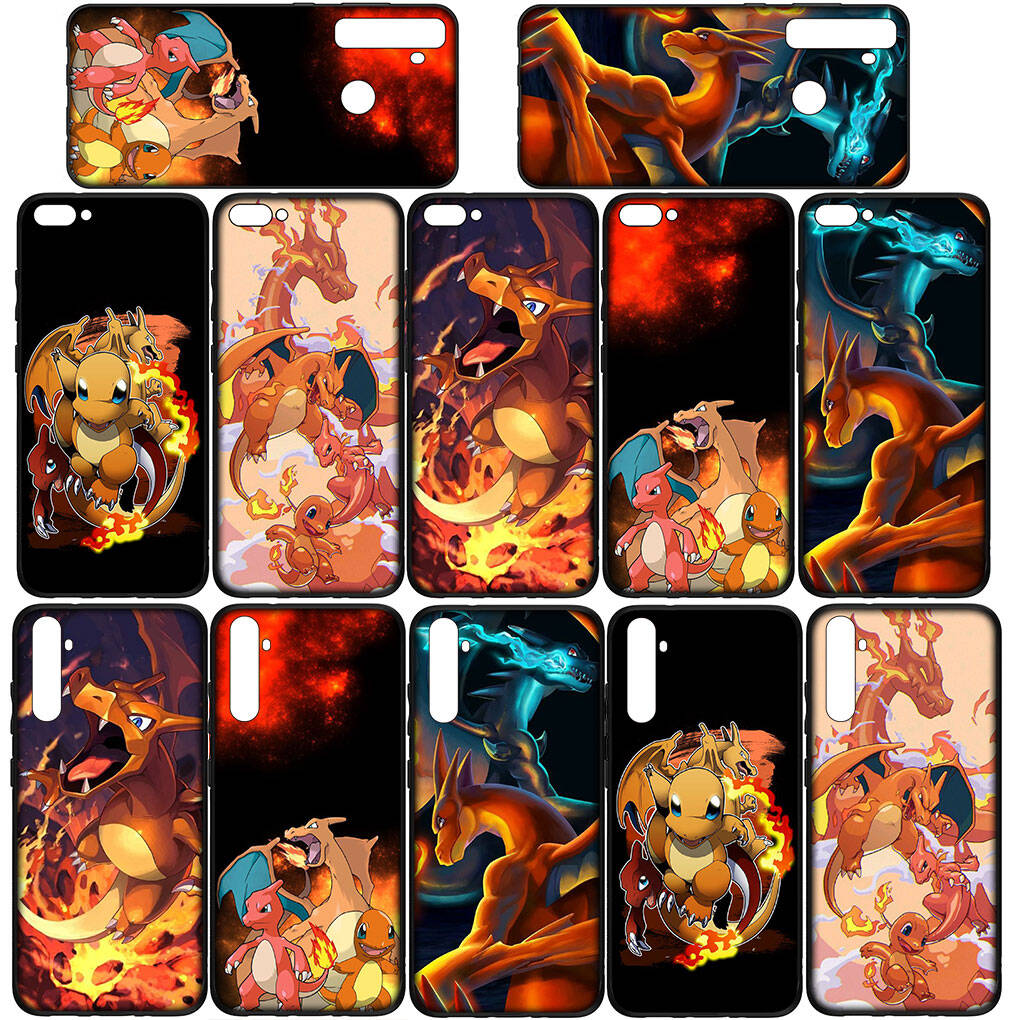 Чехол для iPhone 17 16 15 Xiaomi Poco Redmi Note 14 13 12 11 Pro Max X 9 16e Samsung Galaxy S25 S24 S23 OPPO Huawei Мультяшный чехол для телефона с Чармандер