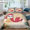 Детский комплект пододеяльника с ленивцем, размер Queen King, милый животный узор, полиэстеровый чехол для одеяла, ветки, зимняя тематика для мальчиков и девочек