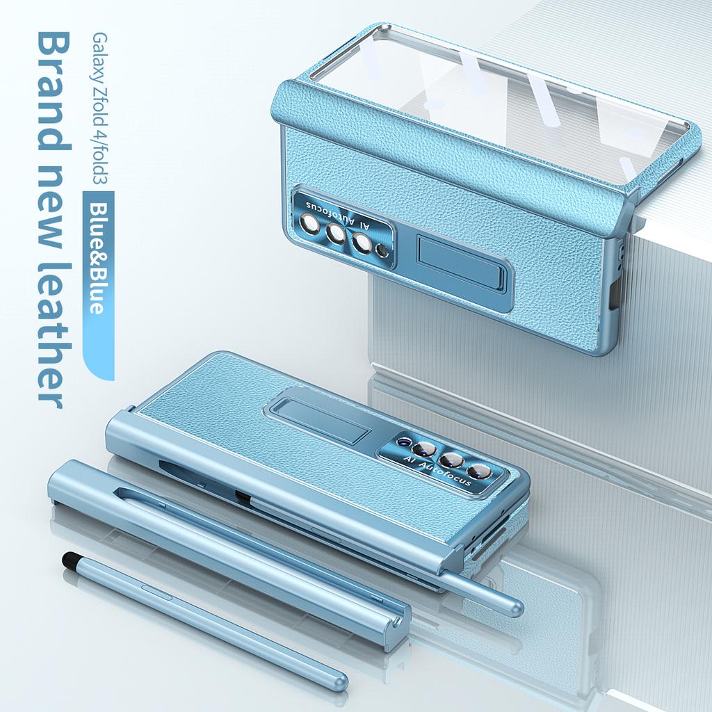 Кожаный чехол с покрытием S Pen для Samsung Galaxy Z Fold 5/4/3/2 5G 360, полноэкранный защитный чехол с магнитной подставкой для телефона