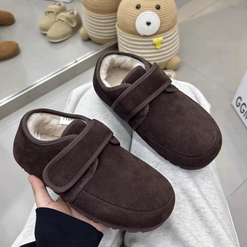 Туфли на плоской подошве из меха и замши, женские туфли на платформе, плюшевые туфли из хлопка, зимняя мода 2025 года, повседневная теплая обувь, удобные туфли для ходьбы, женские туфли