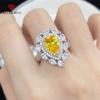 Yellow Water Shape Temperament Opening Rings For Women Zircon Wedding Engagement Party Fine Luxury Jewelry Gift