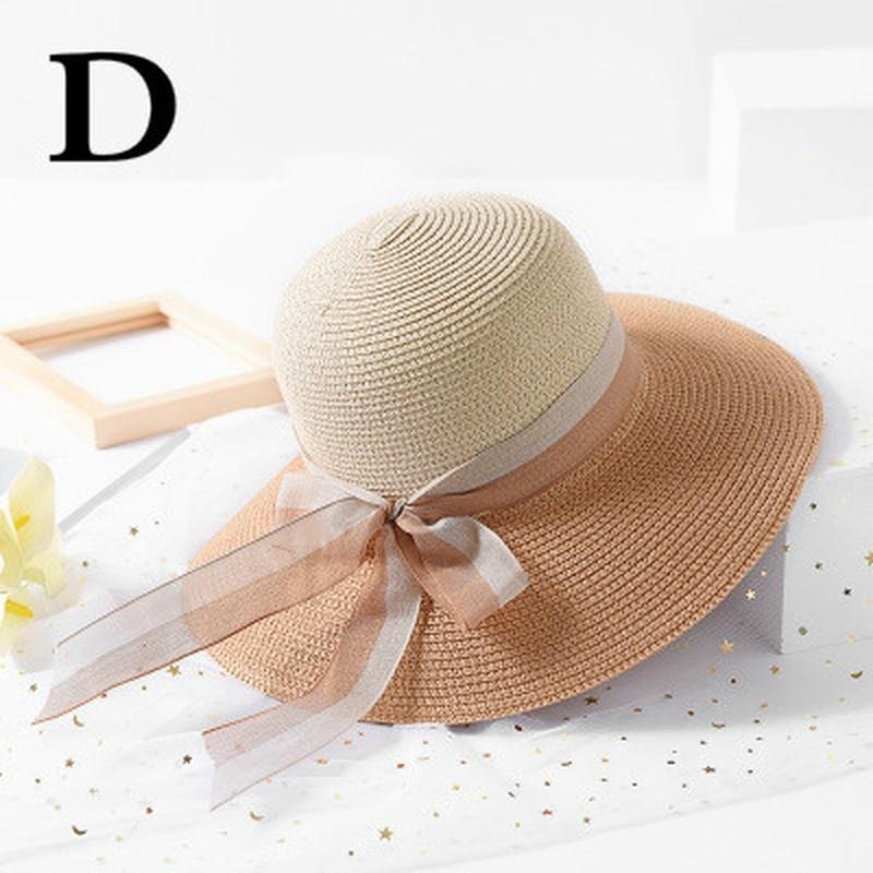 Fashion-двухцветная лоскутная полосатая летняя шляпа от солнца с бантом, женская соломенная пляжная шляпа, большая шляпа с полями