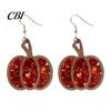 Hypoallergenic Earrings for Sensitive Ears 1 Pair Fall Thanksgiving Pumpkin Women, Wooden Festive Shaped Dangle Drop Earrings, Autumn Halloween
