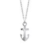 [P6881] - Silver 'Marine Anchor' Steel Necklace - 55 Cm - 30x14 Mm