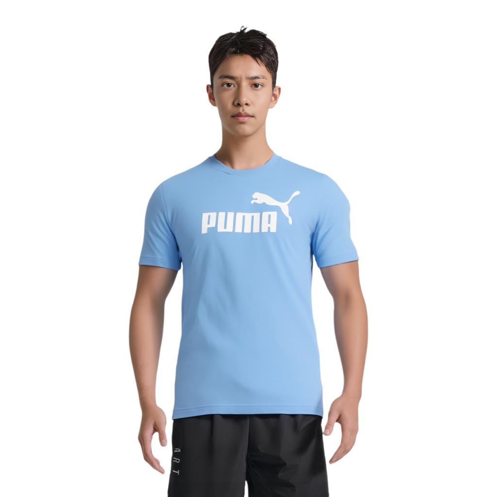 Puma Essentials Логотип Повседневная Удобная Буква Короткий Рукав Дышащая Футболка Мужская Футболка Светло-Голубая 689312-57