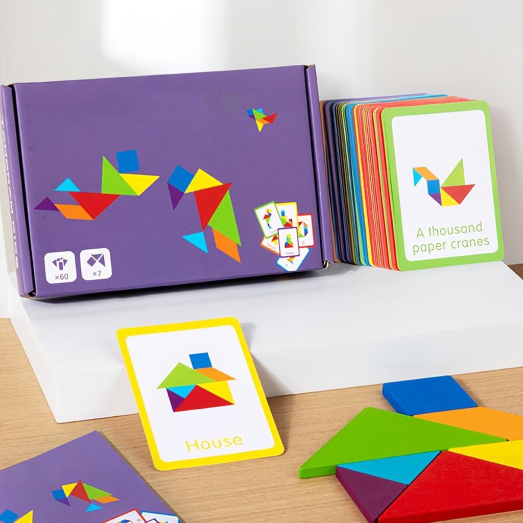 Wooden Tangram Puzzle Toys, Geometric Shape Toys, Parent Child Interactive Educational Toys, Holiday Gifts And Birthday Gifts.