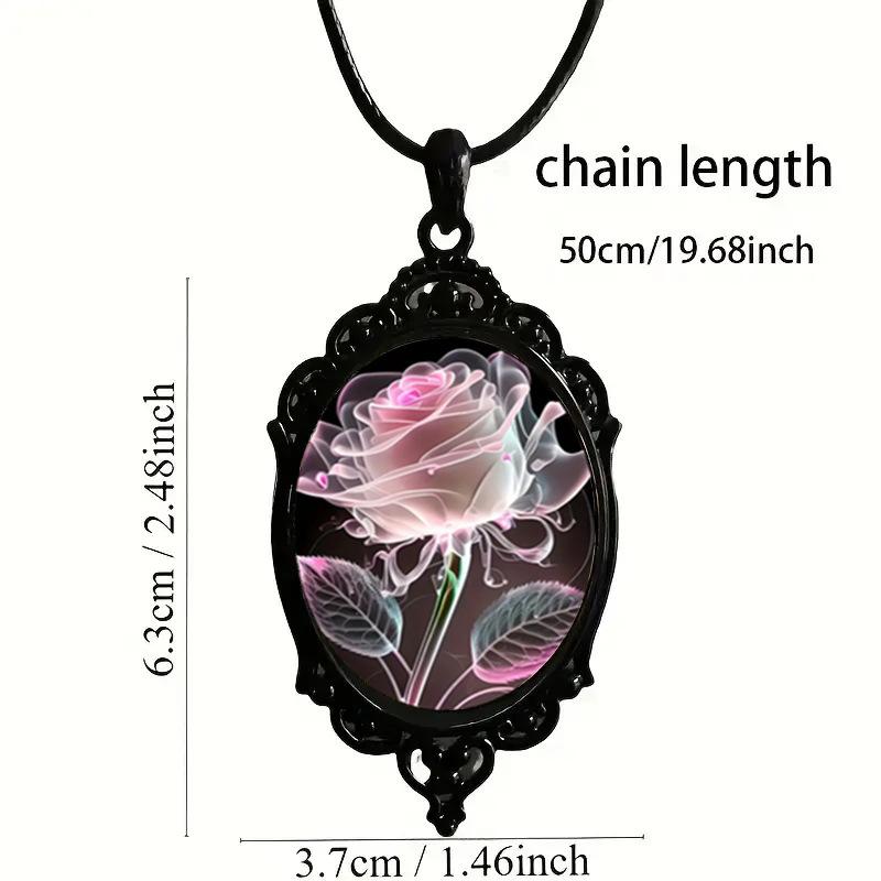 Boho-Chic Vintage Rose Flower Pendant Necklace for Women - Versatile Fashion Accessory for Everyday & Party Wear