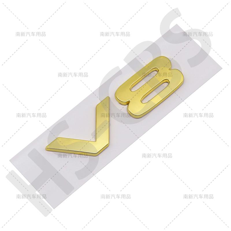 3D ABS Car Engine Displacement Logo V8 Letter Embelm Rear Trunk Badge Auto Tailgate Stickers