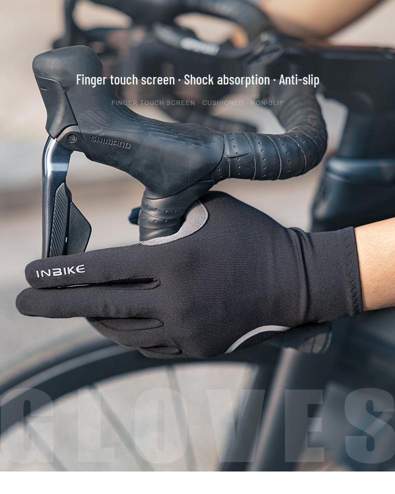 Велоперчатки INBIKE с полными пальцами, для сенсорного экрана, с амортизацией, нескользящим дизайном, для мужчин и женщин - Весна/Осень