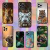 Крутой чехол с животным тигром для iPhone 11,12,15,14,13,16,17,Plus,Pro Max,XS,X,XR,SE,Mini,8,7,Мягкий силикон, Черный