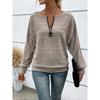 Осень и Зима Повседневный Однотонный Топ на Молнии Женские Пуловеры и Длинные Рукава