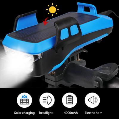 4 в 1 солнечный велосипедный фонарь, держатель для телефона, подставка, USB перезаряжаемый аккумулятор 4000 мАч, внешний аккумулятор для велосипеда, мотоцикла, передний фонарь