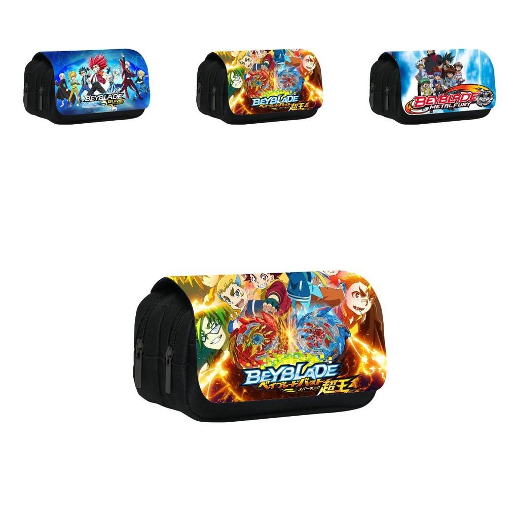 Beyblade Cartoon Character Print Student Double Layer Stationery Storage Bag For School And Travel Use