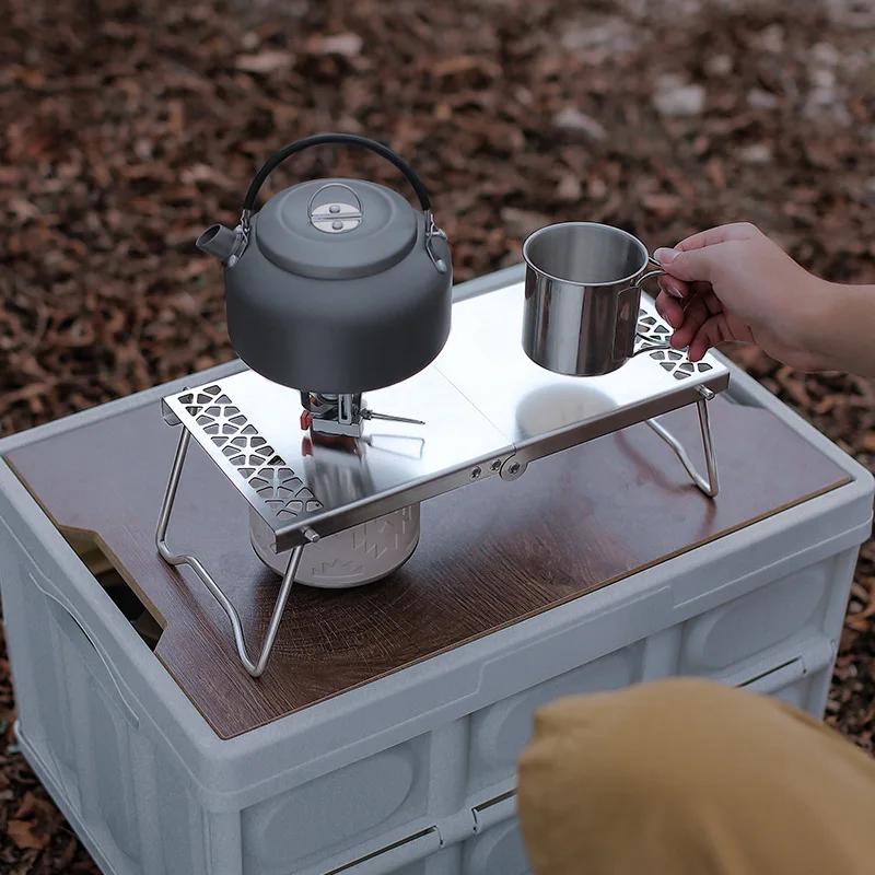 Outdoor Mini Folding Table Stainless Steel Camping Tea Table Portable Barbecue Accessories Multi Purpose Splicing Design