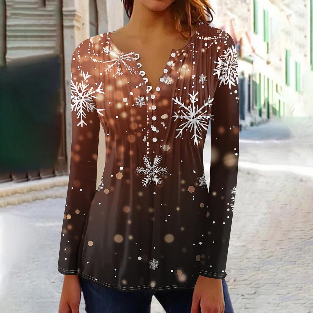 Рубашки с длинным рукавом для женщин, осенняя мода, нарядные повседневные блузки, модные плиссированные туники, топы для леггинсов, Рождество