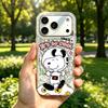 Мультяшная собака в скафандре Чехол для iphone 12 16 Plus 17 Pro 14 XR Air 13 XS Max 18 Pro Max 15 11 Серебристый Глиттер Трескающийся Фон