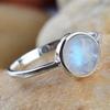 Moonstone Round Gemstone Ring, Stacking Ring, Gift For Her, Bezel Ring, Women Ring, Party Ring, Sterling Ring, Solid Ring