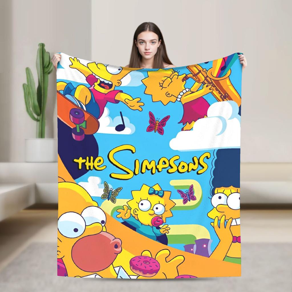 The Simpsons Cartoon Blanket Warm Novelty Plush Throw Blanket For Outdoor Decorative Flannel Bedspread Bed Cover
