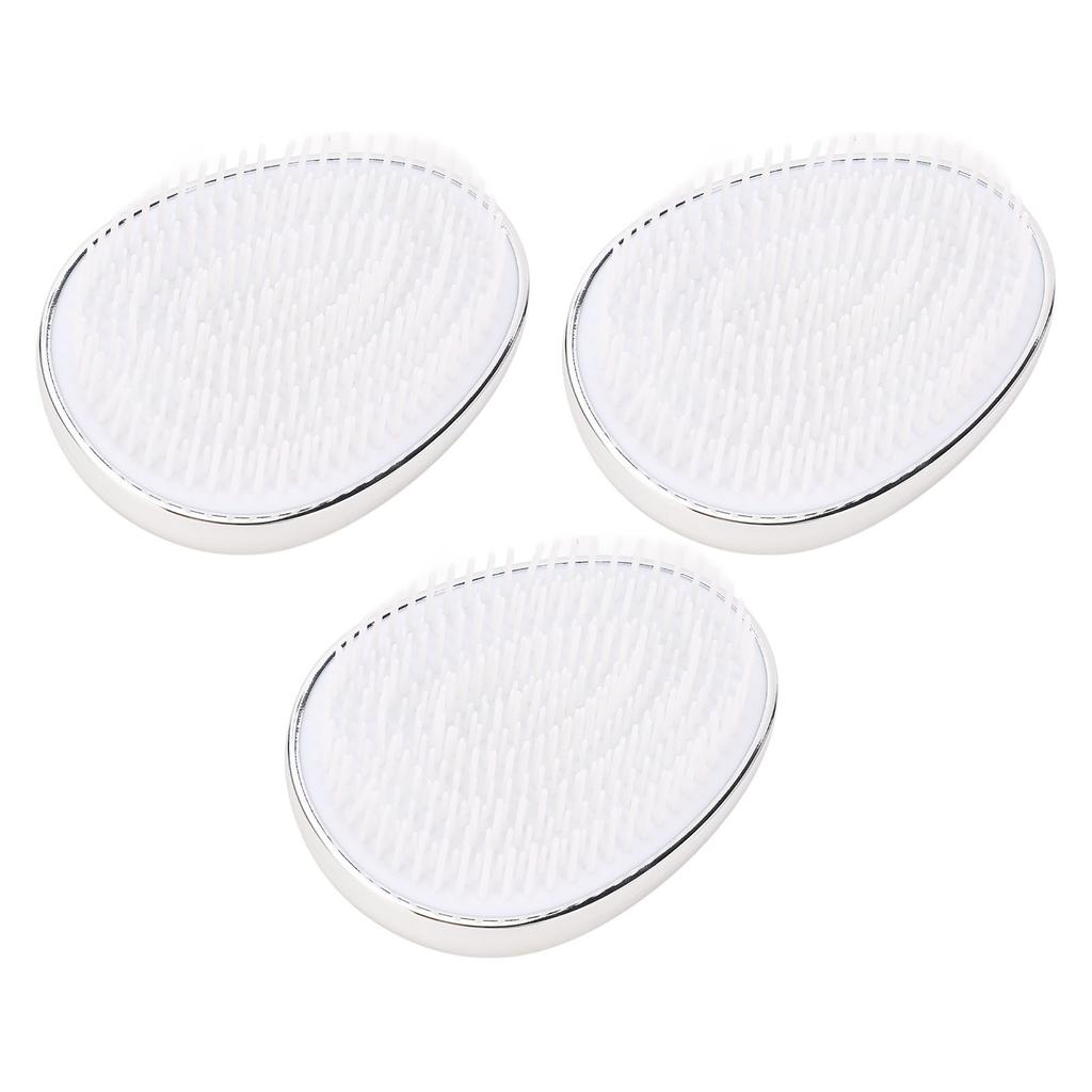 4pcs Silver Plating Egg Shape Hair Brush Gentle Detangling Brush Portable Hair Comb for All Hair Typ