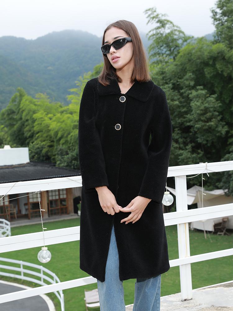 Женская одежда из зернистой плюшевой шерсти, осенне-зимнее теплое пальто из высококачественного искусственного меха