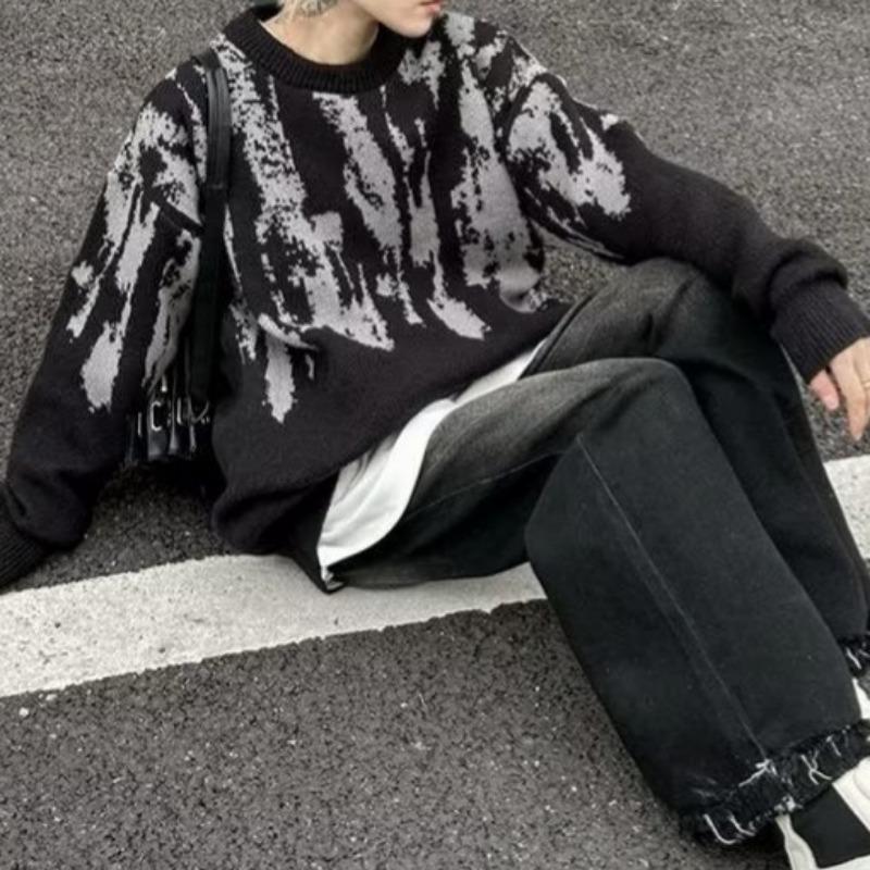 Корейский ленивый стиль тай-дай свитер для мужчин на осень и зиму новый модный брендовый дизайн свободные повседневные топы для мужчин