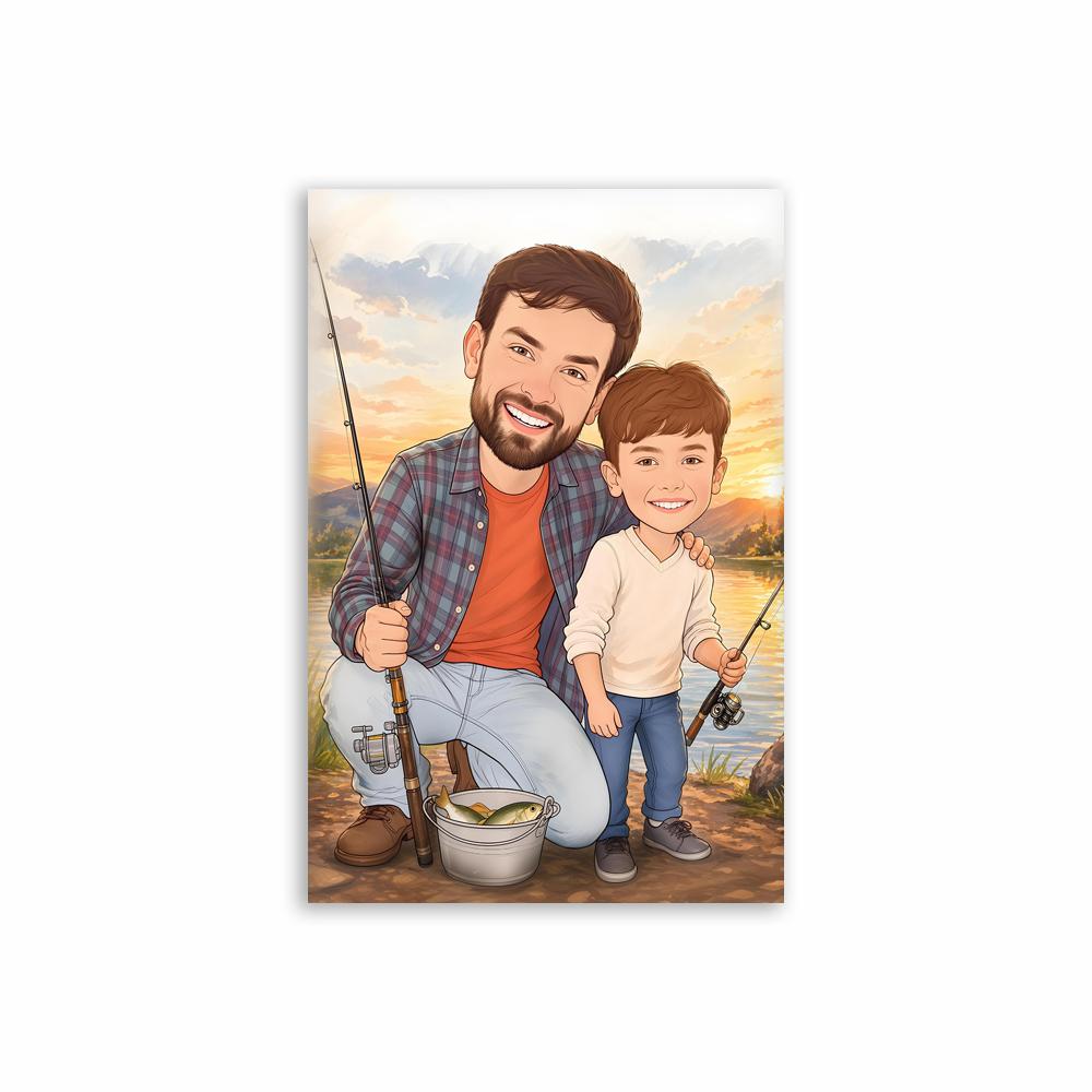 Father And Son Basketball Portrait Prints Funny Father's Day Gift Cartoon Illustration Of Child And Father Poster Funny Gifts
