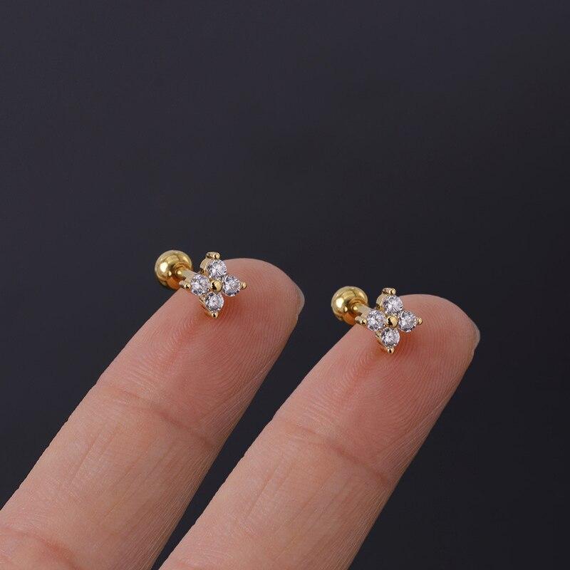 Нержавеющая сталь 316L, пирсинг, губная серьга с цирконием, серьги-гвоздики для козелка, губы, змеиного глаза, крест, спираль, раковина, хрящ, украшения для тела