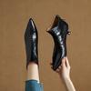 British Style Pointed Short Boots Women's Thin Heel 2024 Autumn and Winter New Medium Heel High Heel Shows Small Feet