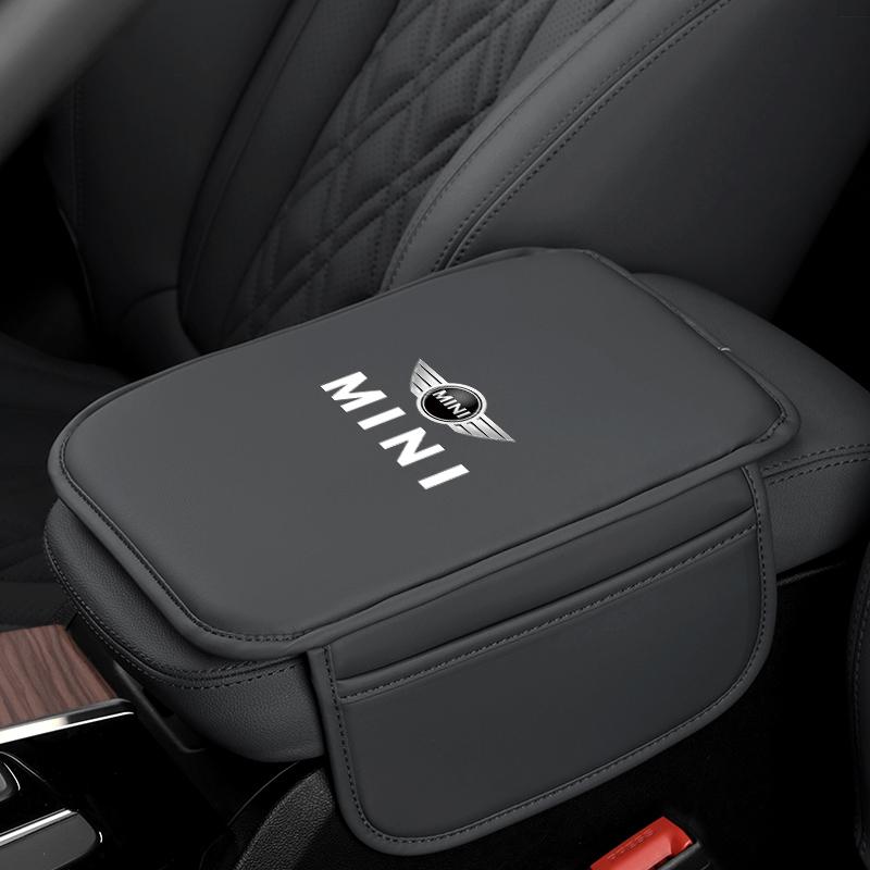 Leather Car Emblem Armrest Pad Storage Box Elbow Support Mat For Mini Cooper JCW F54 F55 F56 F57 F60 R50 R52 R53 R55 R56 R57 R58 gzpxv22
