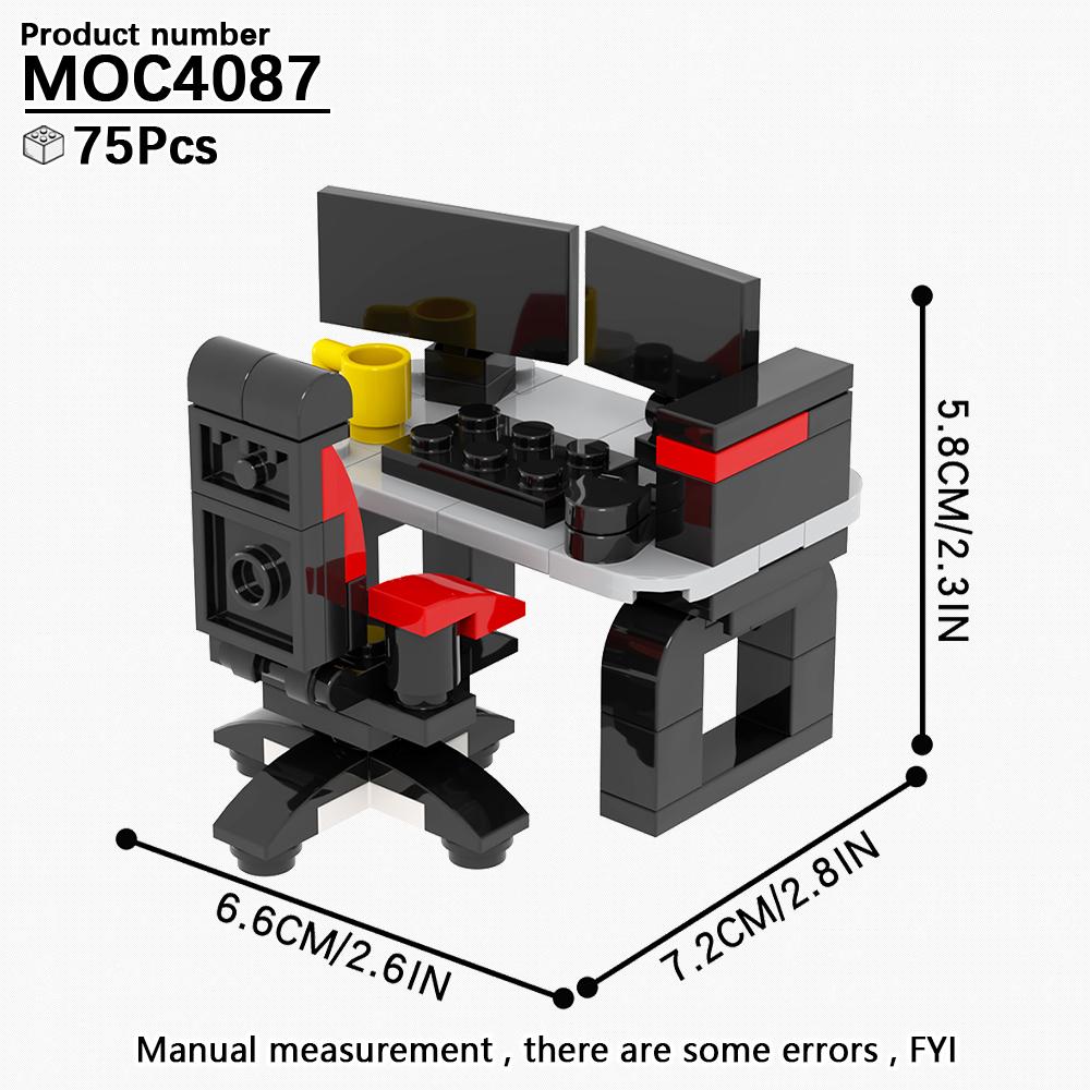 MOC City Bricks Компьютерные столы Мебель Игровой Офисный Совместимые Фигурки Строительные Блоки Креативные Игрушки Для Детей Взрослых Подарок